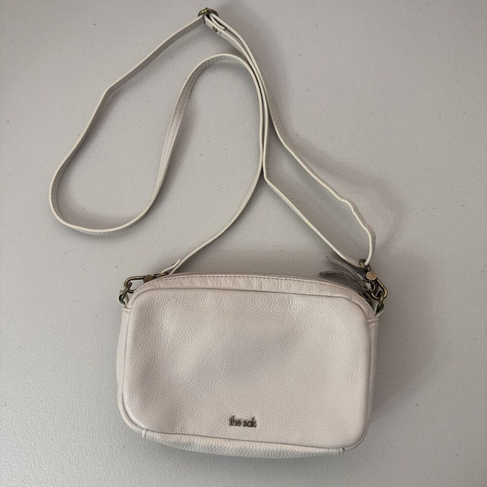 The Sak Cora Pebbled Leather Crossbody Bag in Cream